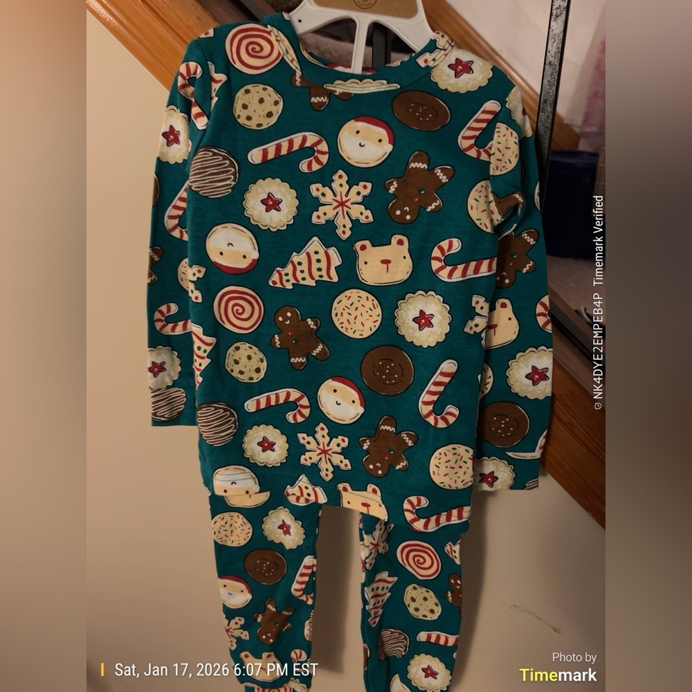 GAP Kids Teal Cookie Print Pajama Set